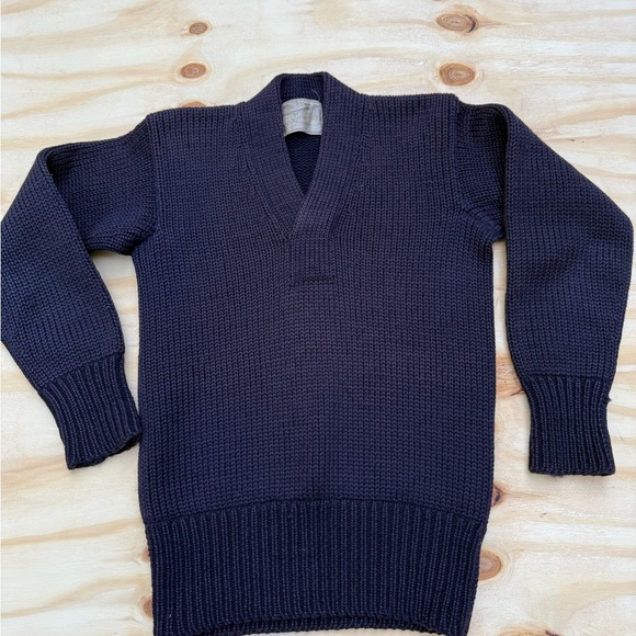 Vintage RochellI Men’s Sweater 100% Wool Hand Finished Navy Blue Unisex S-M - Picture 3 of 9